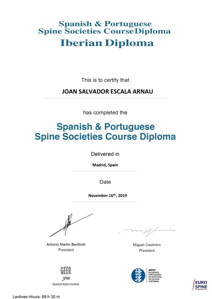 Spine Societies Course Diploma