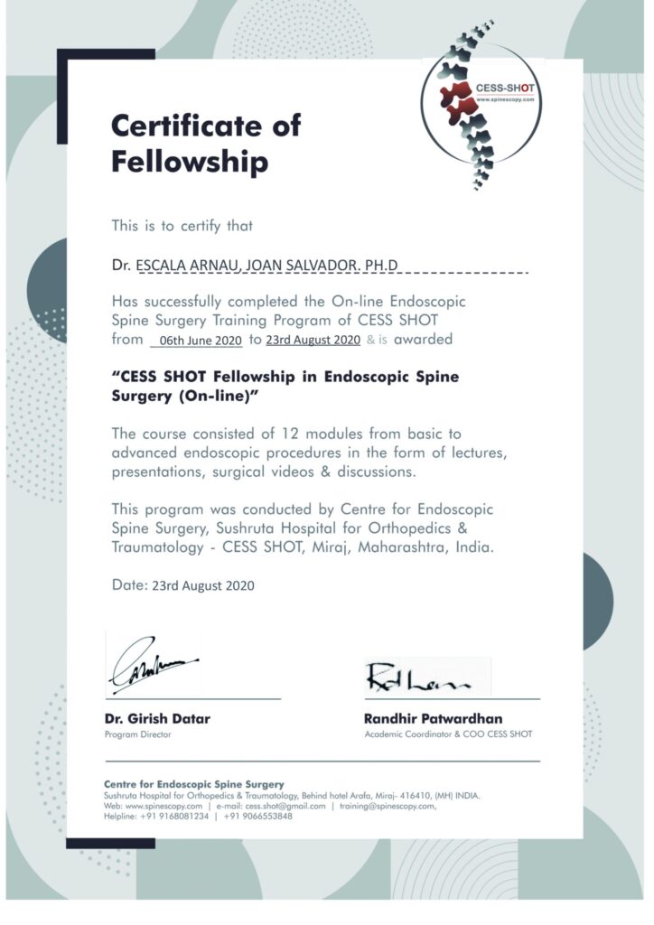 Certificate CESS SHOT